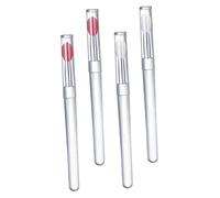 DINHEAROM 4Pcs Reusable Silicone Lip Brushes with Lids for Precise Lipstick and Eyeshadow Application Transparent and Pink Heads Multifunctional Cosmetic Applicators for Makeup Lovers and