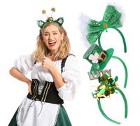 DINHEAROM 4pcs St Patrick's Day Headbands Set Felt and Glitter Materials Featuring Secure Hold and Easy to Coordinate Festive Designs for Themed Parties and Daily Wear