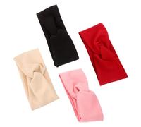 DINHEAROM 4pcs Women Elastic Headbands Cross Hair Bands Sweat-absorbent Breathable Yoga Head Wraps for Sports Fitness Pink Black Red