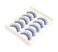 DINHEAROM 5 Pairs Colorful False Lashes with Rhinestones, Long Dramatic Blue Eyelashes for Latin Dance and Stage Makeup, Cosplay Fake Eyelashes Set for Performance