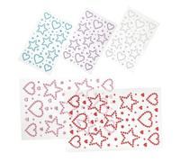 DINHEAROM 5 Sheets Star Heart Face Gems Stickers for Women S Makeup Party Self-adhesive Sparkling Rhinestone Charms with Adhesion Multiuse Hair Body Decor Unique Hollow Solid Patterns