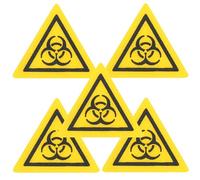 DINHEAROM 5pcs Biological Risk Warning Stickers PC Material Laboratory Safety Decals Convenient to Carry Practical Caution Sign Stickers for Laboratory Warning