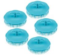 DINHEAROM 5Pcs Plastic Hair Shampoo Brushes Round Scalp Massage Tips Portable Hair Cleaning Combs for Bath and Shower Use Random Color Handles Random Color