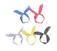 DINHEAROM 5pcs Rabbit Ear Designed Headdress Wire Headband for Women, Printed Cloth Paisley Hair Holders, Multipurpose Photo Props and Accessories Random Color