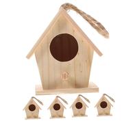 DINHEAROM 5pcs Wooden Bird Nest Decorative Props with Realistic Look Natural Material Beige Bird's Nest Shape Easter Ornaments and Photo Background Props Garden Decoration Random Color