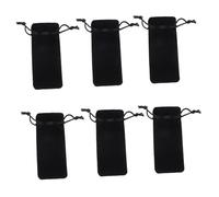 DINHEAROM 6pcs Black Velvet Lipstick Storage Pouch Dustproof Drawstring Cosmetic Bag for Travel Makeup Organizer