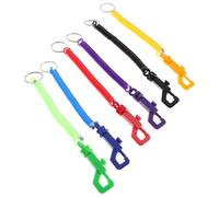 DINHEAROM 6pcs Flexible Spring Hook Keychain with Plastic Coiled Lanyard and Carabiner Clip, Retractable Design for Secure Key Management on Backpacks and Wallets during Outdoor Activities