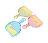 DINHEAROM 6pcs Mini Broom and Dustpan Set for Hamster and Guinea Pig Cage Cleaning, Small Animal Pet Nest Cleaner with Soft Bristles, Portable Cage Clean Kit in Green, Pink, and Blue