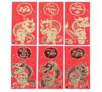 DINHEAROM 6pcs Red Envelopes for Chinese New Year 2024 Year the Dragon Traditional Paper Red Packets with Delicate Classic Design for Festival Occasions and Lucky Money Gifts