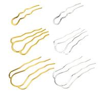 DINHEAROM 6pcs Retro u Type Hairpins with Large and Medium Prongs, Simple Wave Hair Clips Set for Women, Vintage Chignon Bun Hair Pins Suitable for Daily Hairstyles and Formal Occasions Random Color