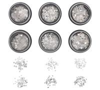 DINHEAROM 6pcs Silver Nail Sequins: Glitter Nail Art Supply Geometric Mirror Confetti for Manicure Decoration Makeup DIY Arts Crafts