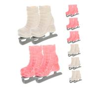 DINHEAROM 8 Pairs Mini Doll Roller Skates with Four Wheel Balanced Design Durable Material Cute Pink and White Tiny Skates for DIY Dollhouse Crafts and Creative Doll Accessories