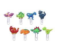 DINHEAROM 8pcs Dinosaur Shaped Cartoon Paper Clips Multi-use Lightweight PVC Clips for Organizing Business Cards and Letters in Office Or Home Random Color