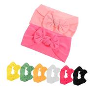 DINHEAROM 8Pcs Headbands with Bows Lightweight Elastic Turban Knot Hairbands for Newborns and Featuring Adorable Rabbit Ear Design Red Yellow Green Black White Pink Orange Rose