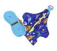 DINHEAROM Adjustable Guinea Pig Harness and Leash Set in Blue Cloth with Sturdy Buckle, Practical Small Pets Harness for Bunny and Rabbit Walking, Portable Cartoon Pet Supplies for Outdoor