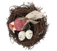 DINHEAROM Artificial Bird Nest Decorative Prop with Bird Eggs Hand Woven Rattan and Foam with Realistic Appearance Random Color for Home Decoration and Courtyard Display