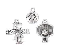 DINHEAROM Basketball with Fine Workmanship Charms 6pcs Silver Necklace Pendants Made of Alloy Fashionable and Creative Sports Accessories for Men and Boys for Teams and Groups