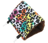 DINHEAROM Bird Nest Warm Hanging Hammock Comfortable Parrot Sleeping Bed for Cage Small Leopard Print Winter Nest