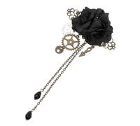 DINHEAROM Black Gothic Hair Clip Steampunk Flower Barrette Designed for Cosplay and Special Celebrations