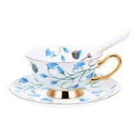 DINHEAROM Ceramic Coffee Cup with Saucer Porcelain Mug for Home Use, Practical and Convenient Design, White Colour, for Afternoon Tea and Dessert Shops