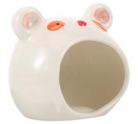 DINHEAROM Ceramic Hamster Hideout Bear Shaped Cooling Nest Small Pet Home Safe to Sleep Summer and Winter Hideouts for Hamsters and Small Animals