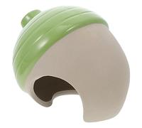 DINHEAROM Ceramic Hamster House and Small Animal Hideout Hut Sleeping Bed, Green Acorn Design, Compact Ceramic Nest for Hamsters and Small Pets Suitable for Indoor Use