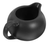 DINHEAROM Ceramic Milk Jug Gravy Boat Milk Dispenser with Unique Spout for Coffee and Tea Service Kitchen Supply Black Medium