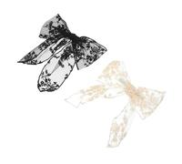 DINHEAROM Clips Shower Occasions for Bridal for and Special Hair Decoration 2pcs Large Lace Bow, Elegant Black White Bowknot Barrettes with Iron Material Women