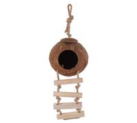DINHEAROM Coconut Hide for Crested Gecko - Leopard Gecko Coconut Shell Hideout with Climbing Ladder - Reptile Cave Hut for Terrarium Lizard and Hamster Hideaway