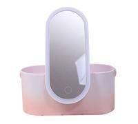 DINHEAROM Cosmetic Organizer Box with Battery LED Light Mirror Portable Rotatable Makeup Storage Case for Lipstick Skincare Jewelry Premium Abs Material Vanity Makeup Holder Pink Gradient