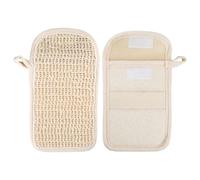 DINHEAROM Cotton Linen Soap Bag 2pcs with Flip Cover Multi-Function Exfoliating Bar Soap Scrubber Pouch for Face Cleansing and Bath Portable Home Accessory