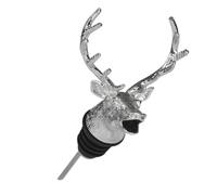DINHEAROM Creative Air-Tight Seal and Slip-Resistant Design with Deer Head Wine Pourer Stopper in Silver Zinc Alloy for Home and Bar Use