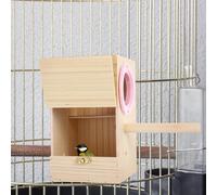 DINHEAROM Creative Wooden Bird Nest Box for Parakeets and Budgerigars Convenient Opening and Practical Design, Circle Shape Synthetic Material Breeding House for Bird Nesting Random Color