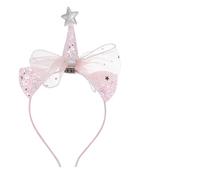 DINHEAROM Crown Headband for Party Delicate Pink Gauze and Plastic Material, Easy to Put on Hair Band Creating Instant New Hairstyle, for Costume Party and Masquerade Events