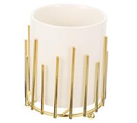 DINHEAROM Decorative Makeup Brush Holder Multi Functional Storage Organizer for Pens Brushes Small Items Elegant Iron Design for Home Office School