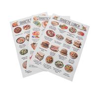 DINHEAROM Diabetic Diet Meal Chart 3pcs Set - Healthy Eating Food Guide Posters 21x30cm - Daily Nutrition Planner for Pre-Diabetes Diabetes Grocery List Kitchen Wall
