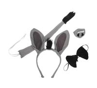DINHEAROM Donkey Headband Nose and Tail for Boys and Girls Animal Costume Donkey Ears Headband for Halloween Cosplay Animal Dress up for Pretend Play