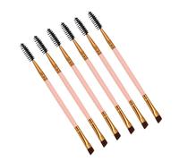 DINHEAROM Double Ended Brow and Spoolie Brush 6pcs Set Pink Portable Eyebrow and Eyelash Makeup Tools for Precise Grooming and Lash Curling Suitable for Daily Beauty Routine