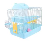 DINHEAROM Double Layer Hamster Cage Portable Acrylic Villa for Small Pets Includes Running Wheel Leakproof Water Jug Chinchilla House Light Blue
