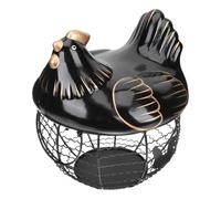 DINHEAROM Egg Basket Kitchen Storage Organizer Metal Wire Hen Shape Large Capacity with Lid, Practical and Sturdy for Eggs and Garlic, for Kitchen and Moving a New Home