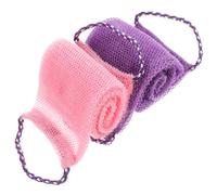 DINHEAROM Exfoliating African Net Shower Body Scrubber 2Pcs Set Purple Pink Mesh Washcloth with Pull-Cord for Effective Skin Cleansing