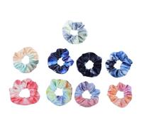 DINHEAROM Fabric Hair Scrunchies Elastic Hair Ties 9pcs Assorted Color with Hidden Zipper Pocket Comfortable Tactility Random Color for Women and Accessories