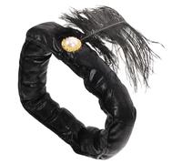 DINHEAROM Fabric Hat Comfortable Wearing Experience with Plume Decoration Arabian Style Black Suitable for Head Circumference 58-60cm for Parties and Carnivals Versatile Usage as Cosplay