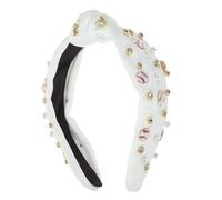 DINHEAROM Fashionable Pearl Decorated Wide Headband for Women Soft Fabric Knot Hairband Stylish Hair Accessory for Girls for Casual and Sporty Looks