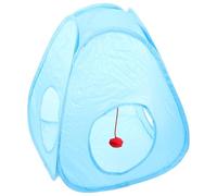 DINHEAROM Foldable Blue Cat Tunnel with Breathable Fabric Washable Indoor Pet Tent and Play Tunnel Portable Cat House and Kittens