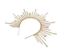 DINHEAROM Goddess Crown Gold Sunburst Spike Headband Women Halloween Headpiece Cosplay Hair Accessory