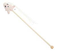 DINHEAROM Halloween Ghost Pattern Interactive Cat Teaser Wand, Soft Plush White Ghost Cat Stick for Indoor Kitten Play and Teasing