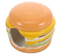 DINHEAROM Hamster Small Pet Hiding House Hamster Burger Shape Cooling Nest Cooling Rest Place Ceramic Whole Year Sleeping Gift for People Who Have Small Pets