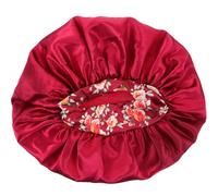 DINHEAROM Large Satin Hair Bonnet with Flower Pattern Elastic Multi-purpose Chemo Hair Wrap and Shower Cap Smooth Silky Feel Sleep Hat for Women and Knots