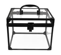 DINHEAROM Lockable Transparent Makeup Storage Box Large Crown Case Clear Cosmetic Organizer for Travel Vanity Bathroom Counter Dresser with Padlock and Keys Multifunctional Jewelry Display